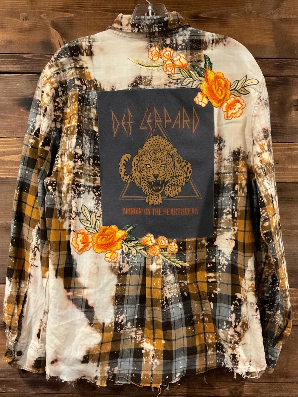 Classic Def Leppard Bleached Concert Plaid Shirt Jacket Distressed XLarge Rare